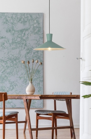 Lampa wisząca ELISTA zielona stożkowy metalowy klosz - Ledea