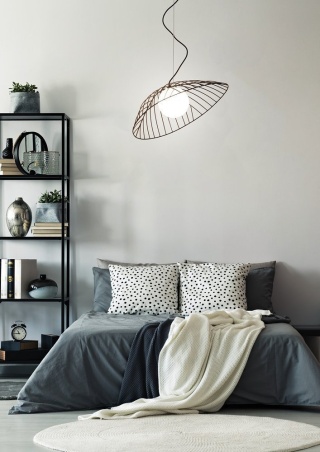 Lampa wisząca INAGI czarna ażurowa liść kapelusz - Ledea