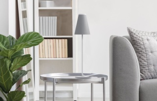 Lampa stołowa TRIFLE szara z abażurem - Nowodvorski Lighting