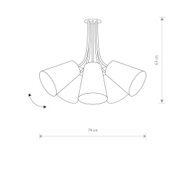 Lampa sufitowa FLEX SHADE 5 czarna elastyczne ramiona z kloszami - Nowodvorski Lighting