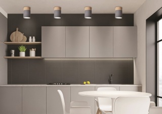 Lampa sufitowa TUBA 10 szaro-drewniana - Candellux Lighting