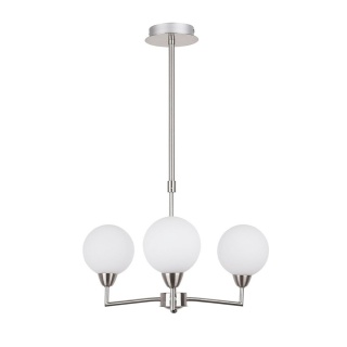 Lampa wisząca LOGOS 3 srebrny satynowy / białe klosze - Candellux Lighting