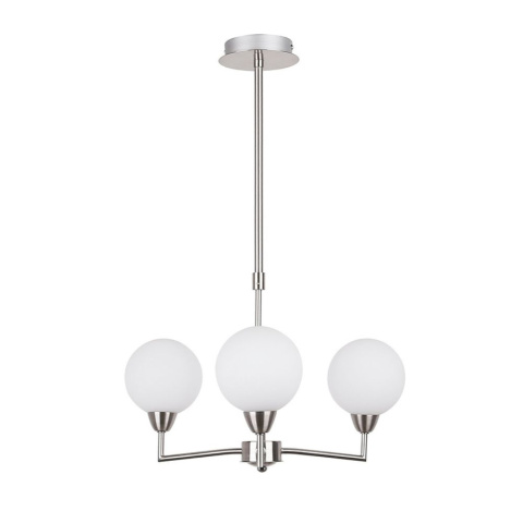 Lampa wisząca LOGOS 3 srebrny satynowy / białe klosze - Candellux Lighting