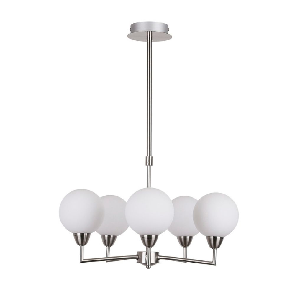 Lampa wisząca LOGOS 5 chrom / białe klosze - Candellux Lighting Lampa wisząca LOGOS 5 chrom / białe klosze - Candellux Lighting