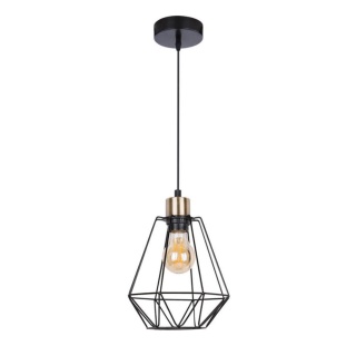 Lampa wisząca PRIMO 1 czarna / patyna loft druciany klosz - Candellux Lighting