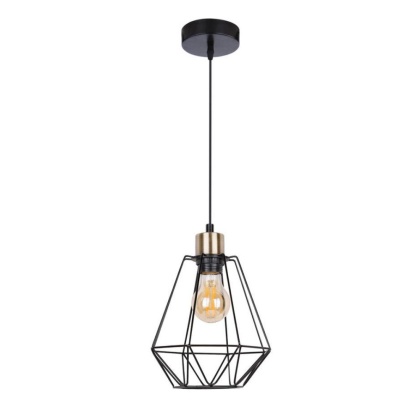 Lampa wisząca PRIMO 1 czarna / patyna loft druciany klosz - Candellux Lighting