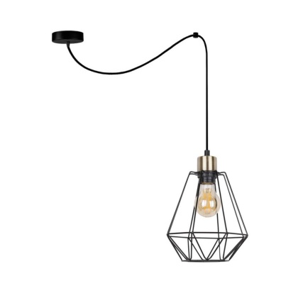 Lampa wisząca PRIMO 1 podwieszana czarna / patyna loft druciany klosz - Candellux Lighting