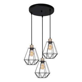 Lampa wisząca PRIMO 3 talerz czarna / patyna loft druciana - Candellux Lighting