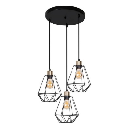Lampa wisząca PRIMO 3 talerz czarna / patyna loft druciana - Candellux Lighting