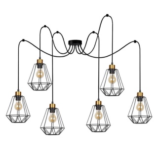 Lampa wisząca PRIMO 6 czarna / złota loft druciana pająk - Candellux Lighting