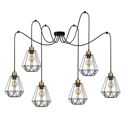 Lampa wisząca PRIMO 6 czarna / złota loft druciana pająk - Candellux Lighting