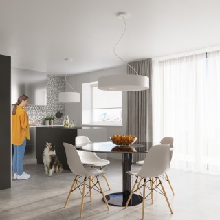 Lampa wisząca SATURNO 70 biała nowoczesna obręcz - Sollux Lighting