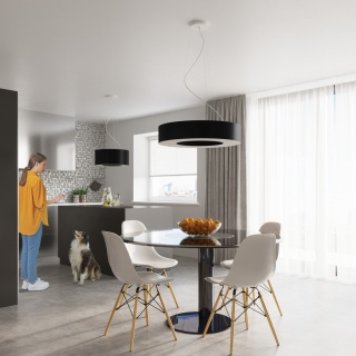 Lampa wisząca SATURNO 70 czarna nowoczesna obręcz - Sollux Lighting