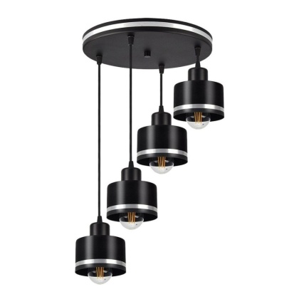 Lampa wisząca WAMA 4 talerz czarny / chrom zwis kaskada - Candellux Lighting