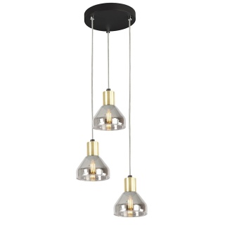 Lampa wisząca GREGORY 3P czarno-złota kaskada z dymionymi kloszami - Candellux Lighting