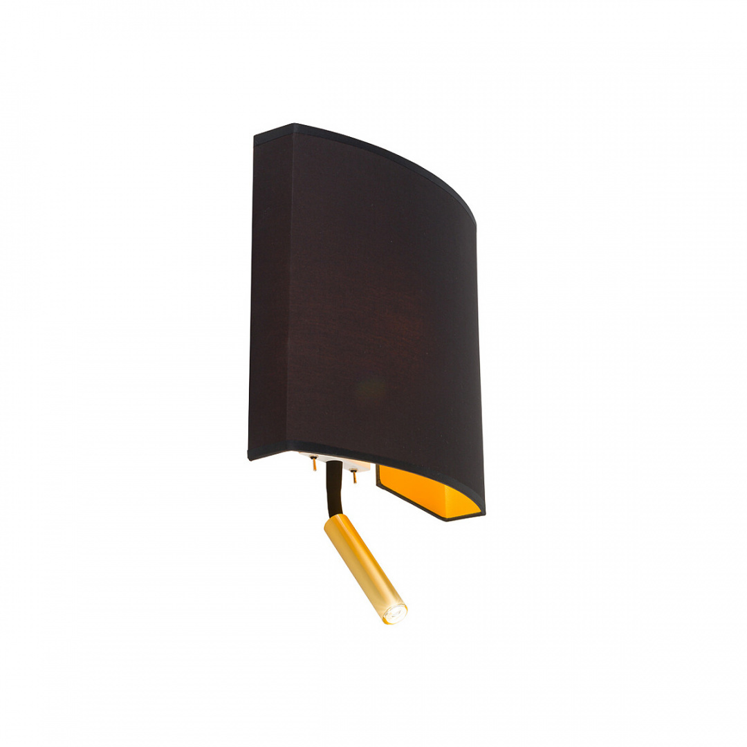 Kinkiet BORDE czarno-złoty z włącznikiem i lampką do czytania - Nowodvorski Lighting