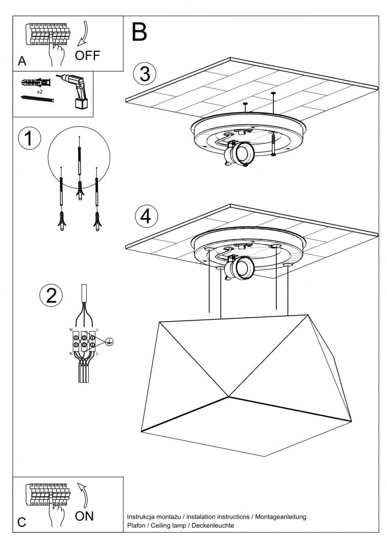 Plafon HEXA 25 czarny geometryczny wzór - Sollux Lighting Plafon HEXA 25 czarny geometryczny wzór - Sollux Lighting