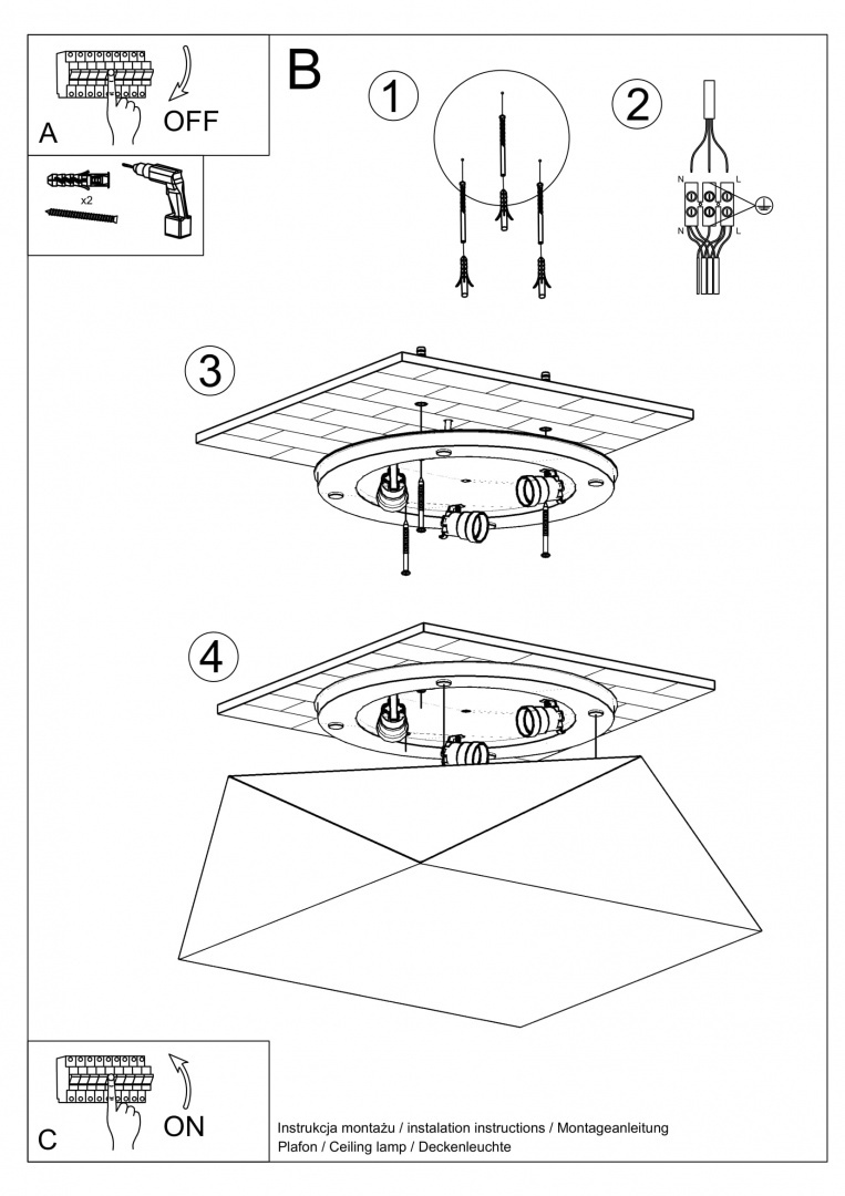 Plafon HEXA 45 czarny geometryczny wzór - Sollux Lighting Plafon HEXA 45 czarny geometryczny wzór - Sollux Lighting