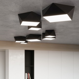 Plafon HEXA 45 czarny geometryczny wzór - Sollux Lighting