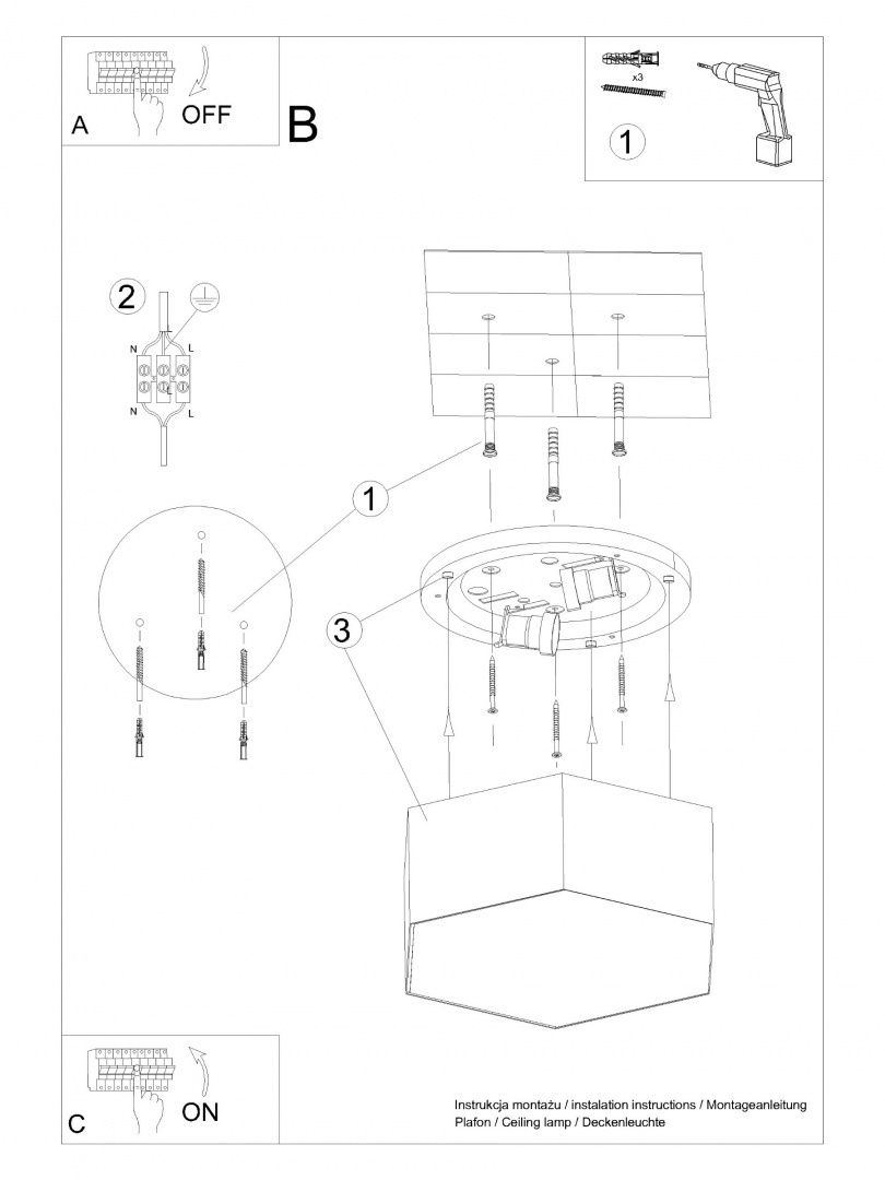 Plafon SUNDE 11 biały heksagon geometryczny - Sollux Lighting Plafon SUNDE 11 biały heksagon geometryczny - Sollux Lighting