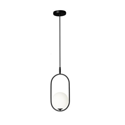 Lampa wisząca CORDEL 1 czarna / biały kulisty klosz - Candellux Lighting