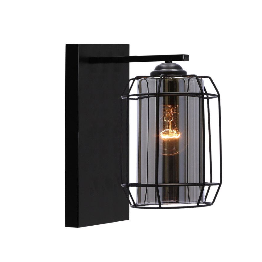 Kinkiet JONERA czarny / dymiony klosz w stylu loft - Candellux Lighting Kinkiet JONERA czarny / dymiony klosz w stylu loft - Candellux Lighting