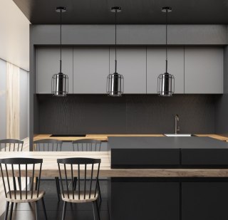 Lampa wisząca JONERA 1 czarna / dymiony klosz - Candellux Lighting