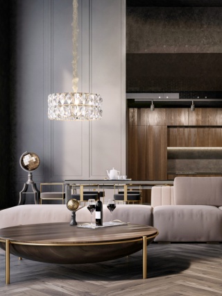 Lampa wisząca INTERO GOLS S złoty kryształowy żyrandol - Orlicki Design