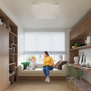 Plafon materiałowy LUNA 2 biały 105/105cm G13 tkanina - Sollux Lighting