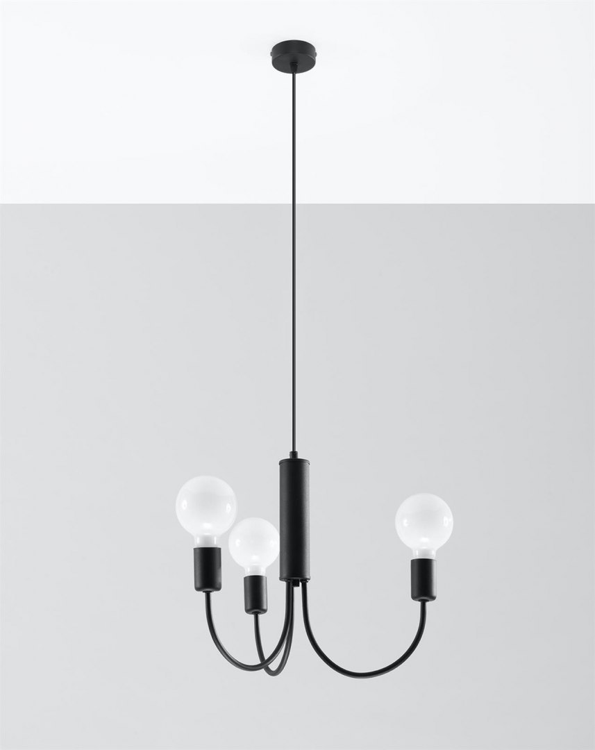 Żyrandol PICCOLO 3 czarny loft żarówki E27 - Sollux Lighting Żyrandol PICCOLO 3 czarny loft żarówki E27 - Sollux Lighting