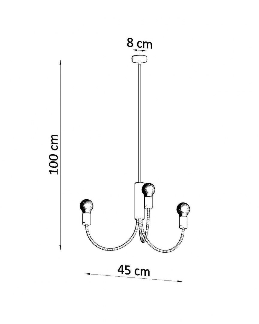 Żyrandol PICCOLO 3 czarny loft żarówki E27 - Sollux Lighting Żyrandol PICCOLO 3 czarny loft żarówki E27 - Sollux Lighting