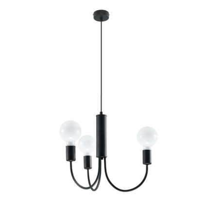 Żyrandol PICCOLO 3 czarny loft żarówki E27 - Sollux Lighting