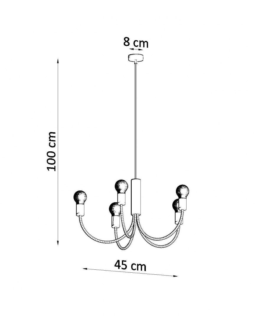 Żyrandol PICCOLO 5 czarny loft żarówki E27 - Sollux Lighting Żyrandol PICCOLO 5 czarny loft żarówki E27 - Sollux Lighting