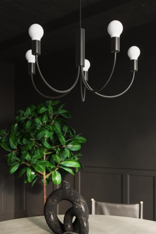 Żyrandol PICCOLO 5 czarny loft żarówki E27 - Sollux Lighting