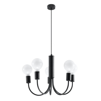 Żyrandol PICCOLO 5 czarny loft żarówki E27 - Sollux Lighting