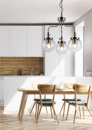 Lampa wisząca BALLET 3 patyna / szklane kuliste klosze w industrialnym stylu na łańcuchu - Candellux Lighting