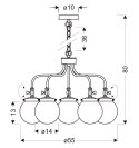 Lampa wisząca BALLET 5 patyna / szklane kuliste klosze w industrialnym stylu na łańcuchu - Candellux Lighting