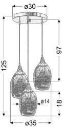 Lampa wisząca MARINA 3 czarno-miedziana szklane klosze - Candellux Lighting