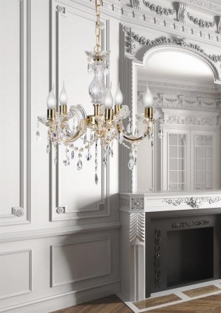 Żyrandol z kryształkami złoty MARIA TERESA 5 - Candellux Lighting