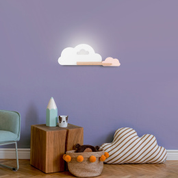 Kinkiet lampka dziecięca LED z półką CLOUD CHMURKA biało-różowa - Candellux Lighting