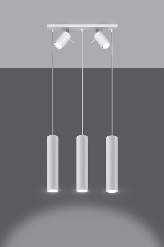 Lampa wisząca RING 3 biały potrójny zwis z dodatkowym oświetleniem punktowym - Sollux Lighting