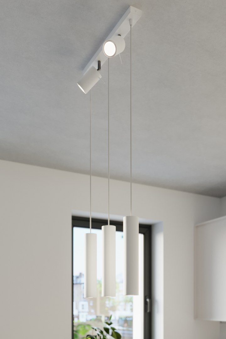 Lampa wisząca RING 3 biały potrójny zwis z dodatkowym oświetleniem punktowym - Sollux Lighting