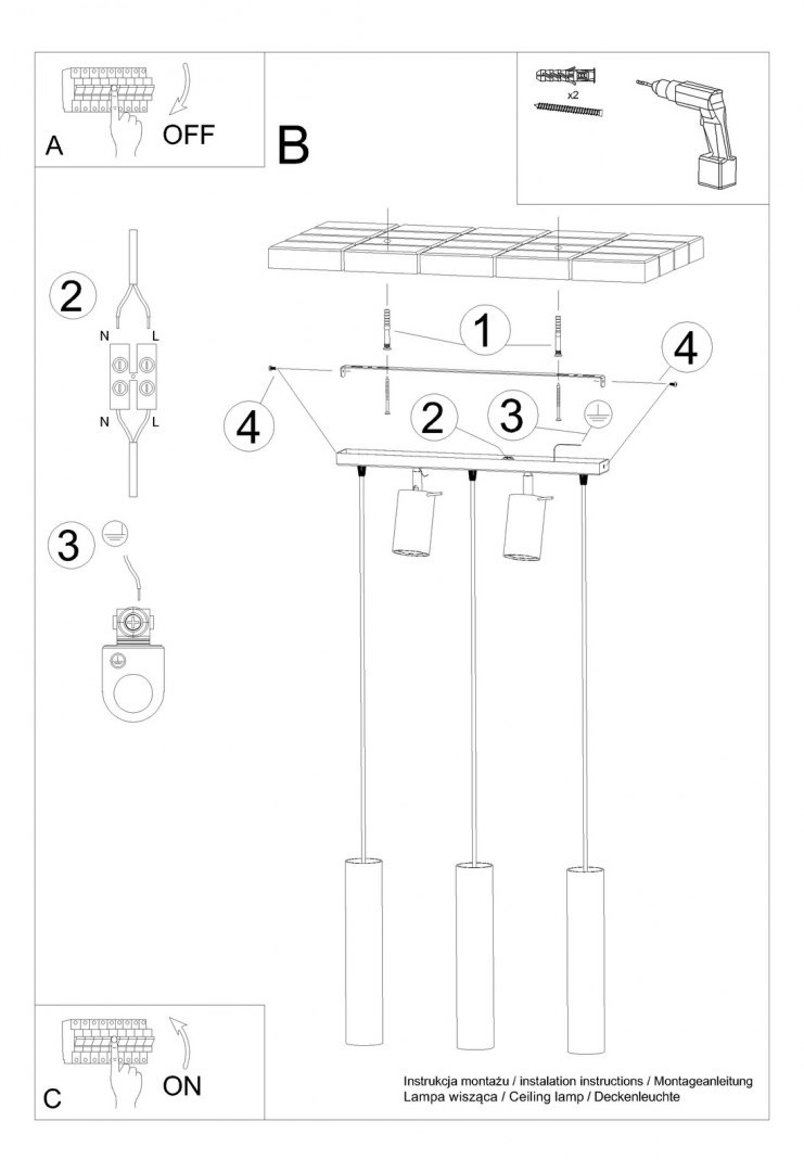 Lampa wisząca RING 3 biały potrójny zwis z dodatkowym oświetleniem punktowym - Sollux Lighting Lampa wisząca RING 3 biały potrójny zwis z dodatkowym oświetleniem punktowym - Sollux Lighting