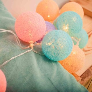 Lampki dekoracyjne COTTON BALLS odcienie różu / fioletu kule LED 20 szt. - E-Light