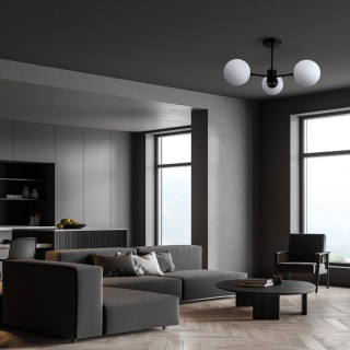 Lampa wisząca ROMA 3 czarna z kulistymi szklanymi kloszami - Light Prestige