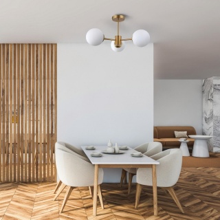 Lampa wisząca ROMA 3 złota z kulistymi szklanymi kloszami - Light Prestige