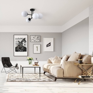 Lampa wisząca ROMA 4 czarna z kulistymi szklanymi kloszami - Light Prestige