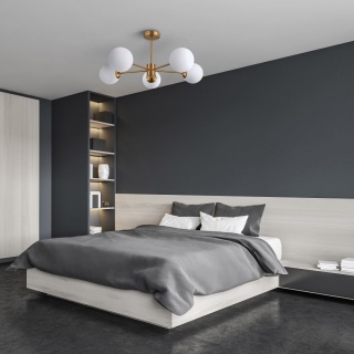 Lampa wisząca ROMA 5 złota z kulistymi szklanymi kloszami - Light Prestige