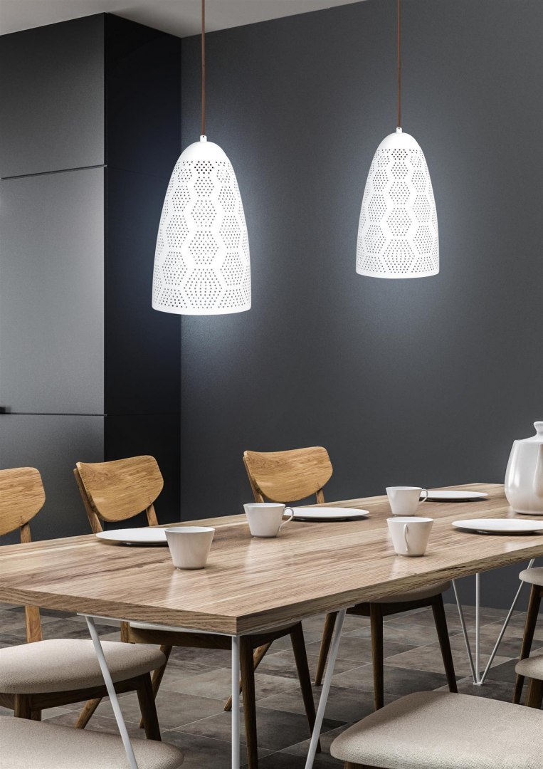 Lampa wisząca BENE stożek 1 biała ażurowa - Candellux Lighting Lampa wisząca BENE stożek 1 biała ażurowa - Candellux Lighting