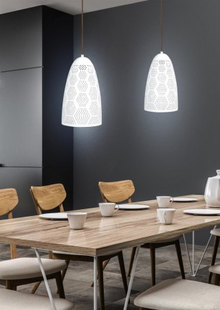 Lampa wisząca BENE stożek 1 biała ażurowa - Candellux Lighting